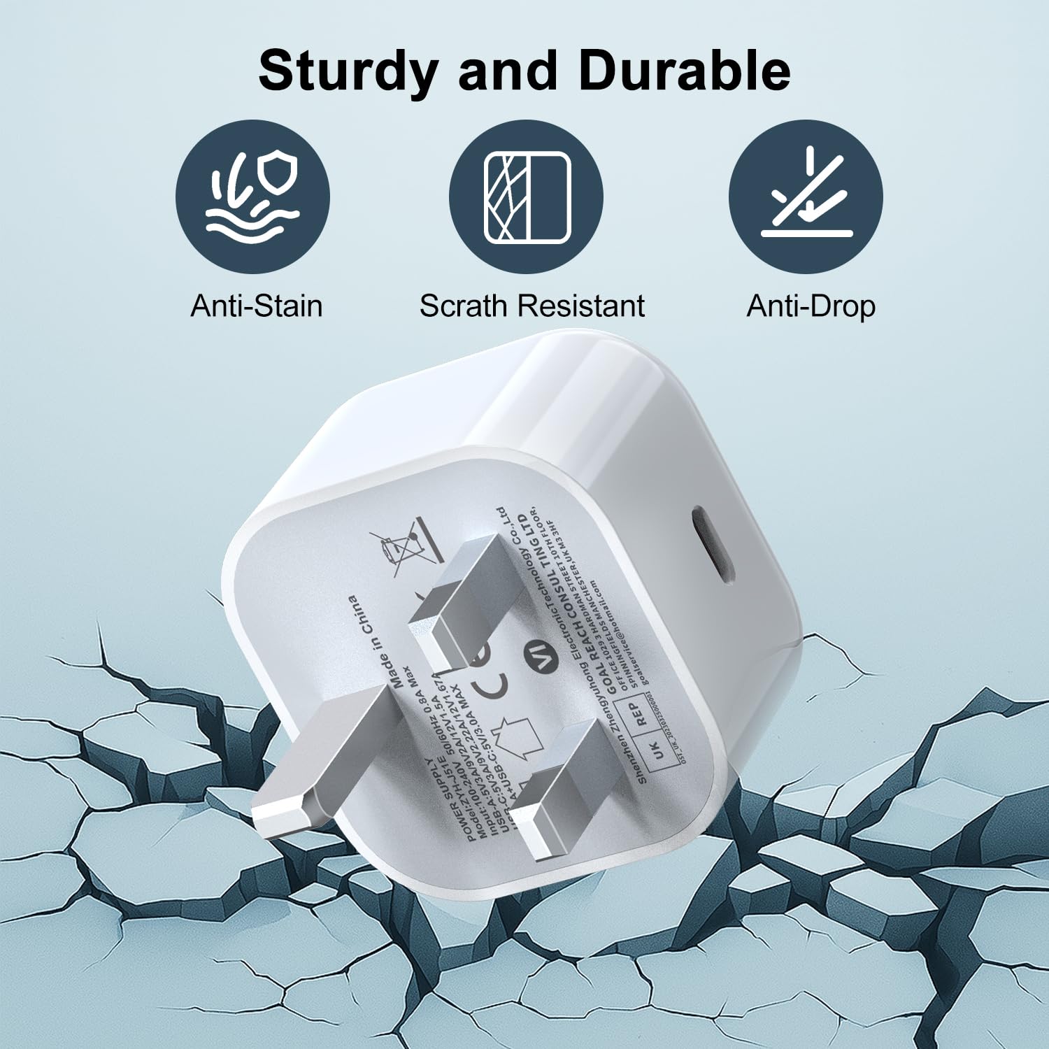 iPhone 15 16 17 Fast Charger, 20W USB C Charger Plug with 2M Nylon USB C to Type C Cable for iPhone 17/16/16 Plus/16e/16 Pro Max/15/15 Plus/iPad, Type C Plug UK Power Adapter and Nylon Braided Cable